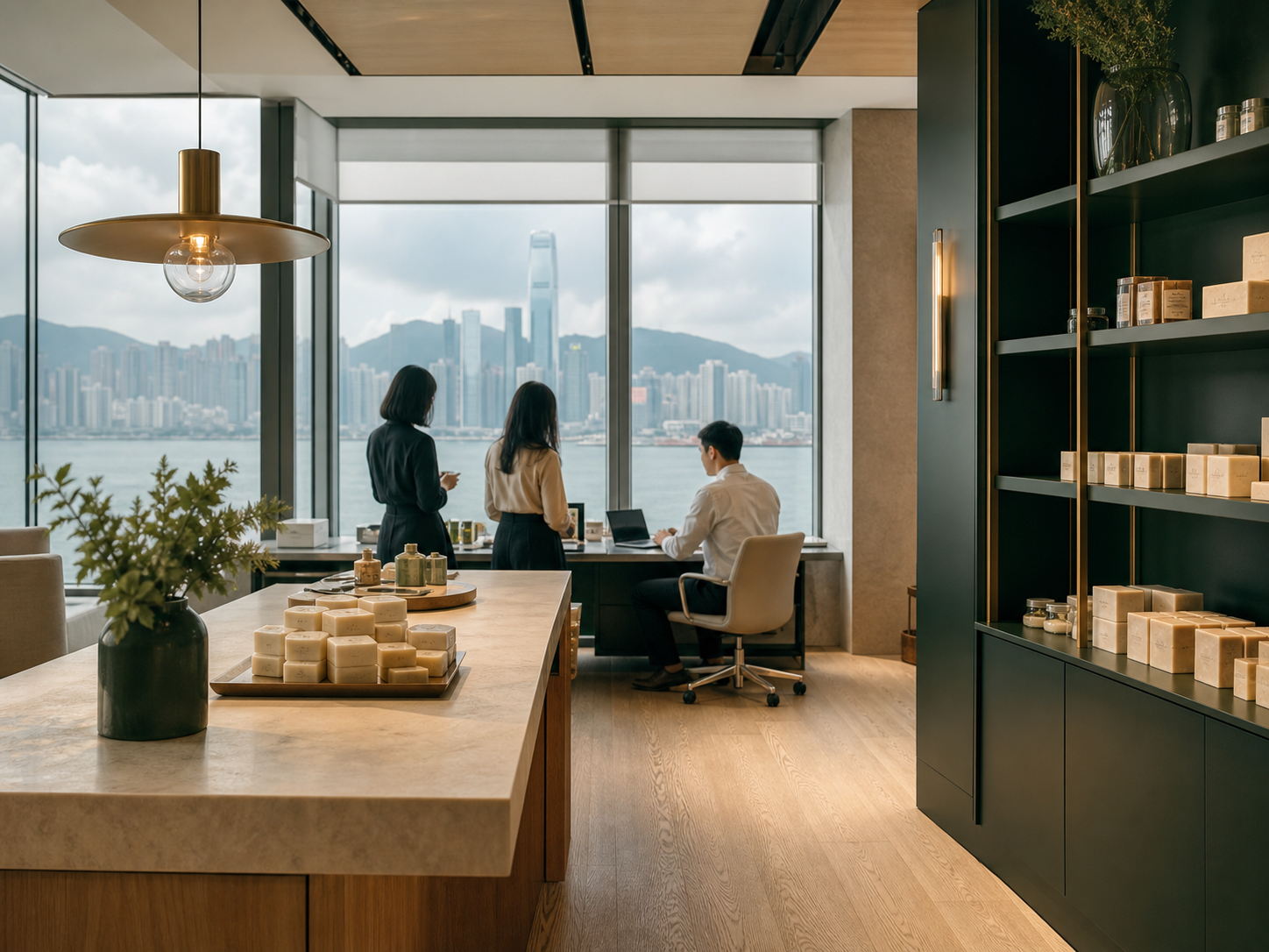 古貝私方香港總部概念空間與香港海港景觀